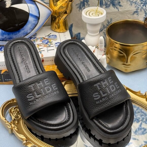 🆕 MARC JACOBS 🧿 NWOB The Lug Sole Slide, Black Leather - Sz 36 US 6 - Picture 3 of 16